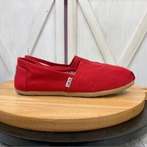 Toms Red Canvas Slip-On Sneakers